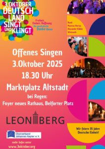 3.Oktober Deutschland singt und klingt @ Marktplatz Altstadt (bei Regen im neuen Rathaus)