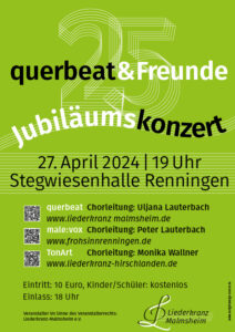 Jubiläumskonzert Querbeat Renningen @ Stegwiesenhalle Renningen