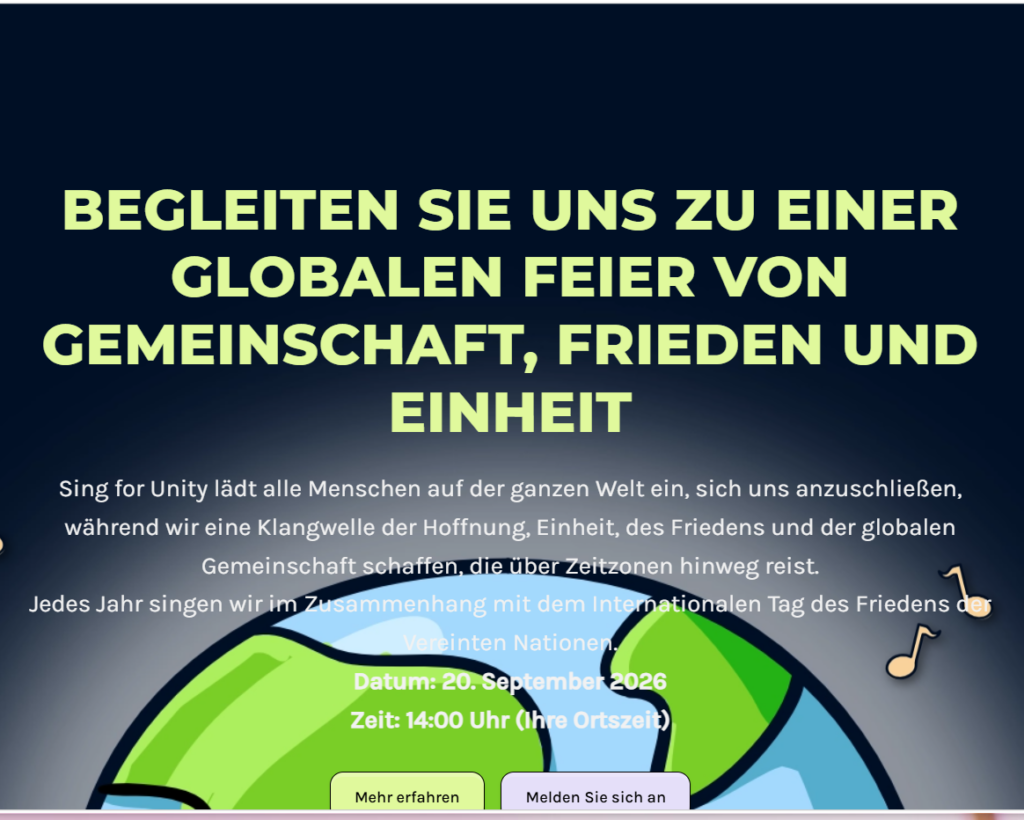 Sing für die Einheit zum Weltfriedenstag (weltweit)